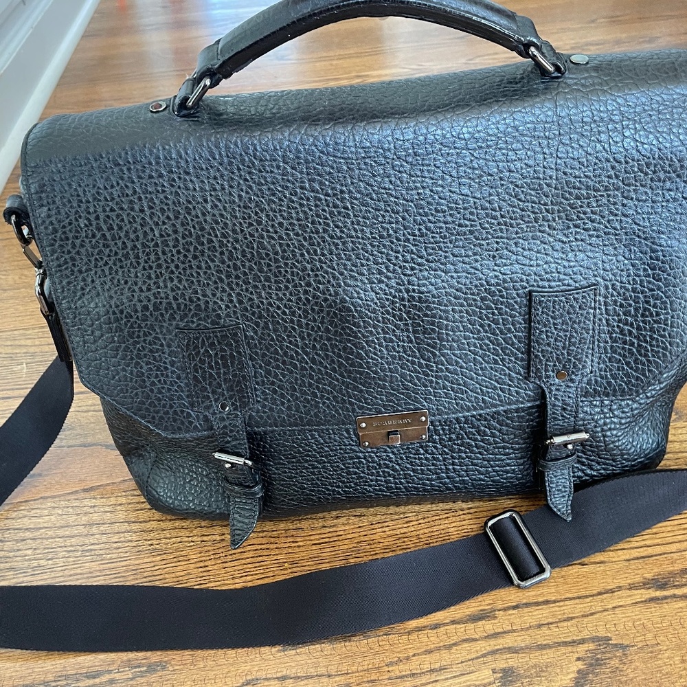 Grifford Messenger/Briefcase Black Calfskin Leather Messenger Bag